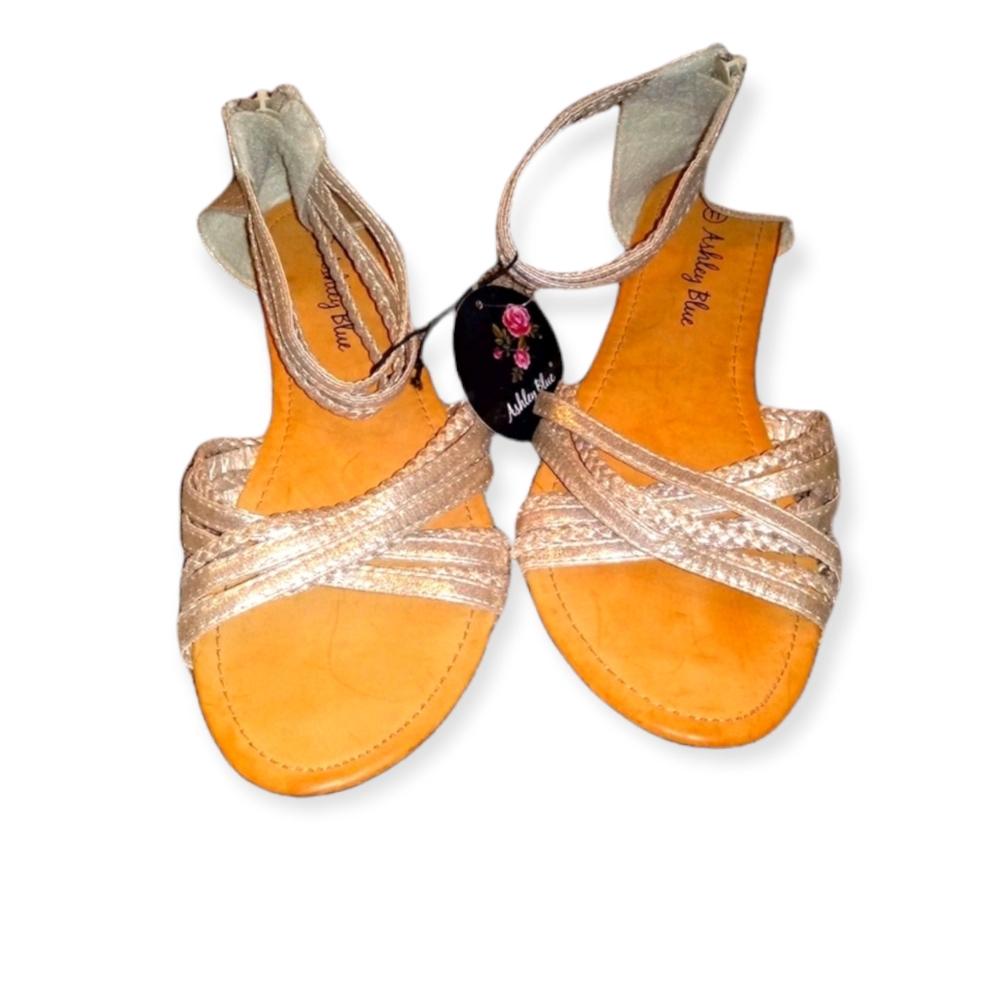 Ashley Blue Metallic Gold Sandals size 11 new with tags